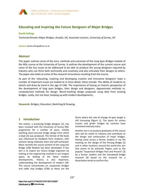  Educating and Inspiring the Future Designers of Major Bridges