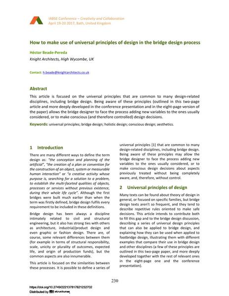  How to make use of universal principles of design in the bridge design process
