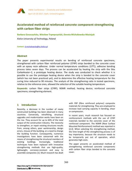  Accelerated method of reinforced concrete component strengthening with carbon fiber strips