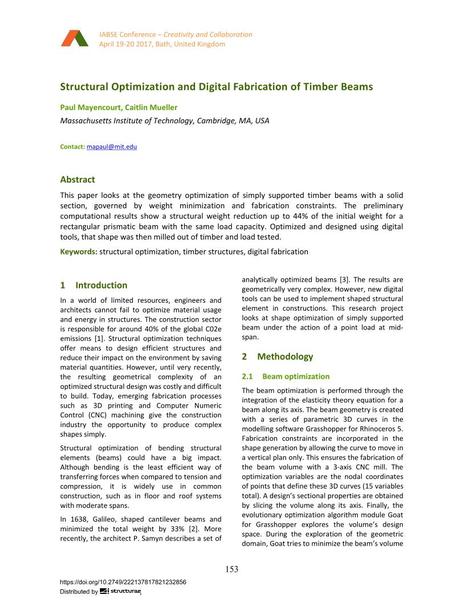 Structural Optimization and Digital Fabrication of Timber Beams