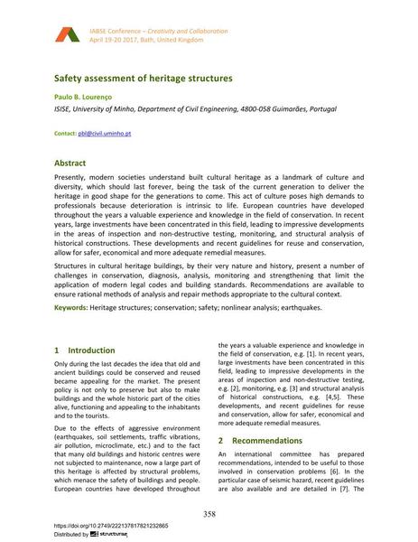  Safety assessment of heritage structures