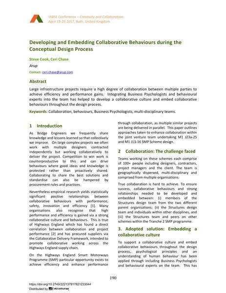  Developing and Embedding Collaborative Behaviours during the Conceptual Design Process