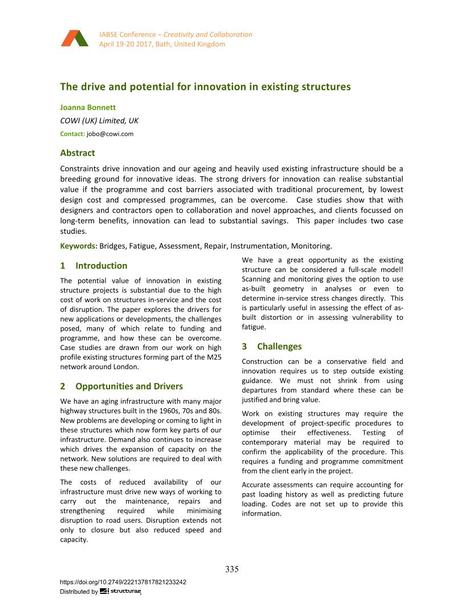 The drive and potential for innovation in existing structures