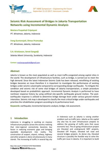  Seismic Risk Assessment of Bridges in Jakarta Transportation Networks using Incremental Dynamic Analysis