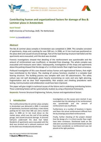  Contributing human and organizational factors for damage of Bos & Lommer plaza in Amsterdam
