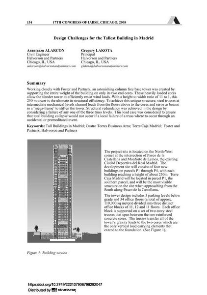  Design Challenges for the Tallest Building in Madrid