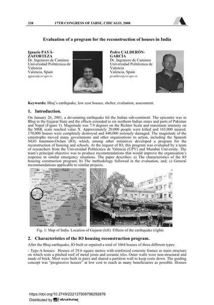  Evaluation of a program for the reconstruction of houses in India
