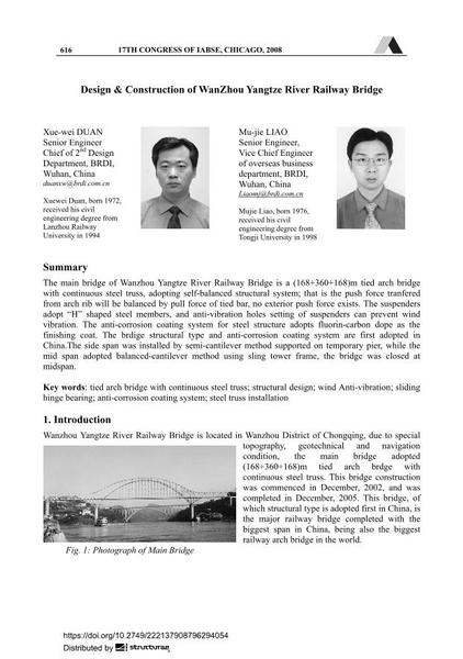  Design & Construction of WanZhou Yangtze River Railway Bridge