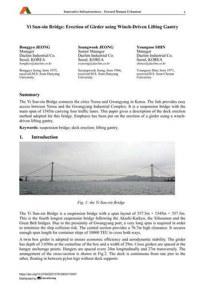  Yi Sun-sin Bridge: Erection of Girder using Winch-Driven Lifting Gantry