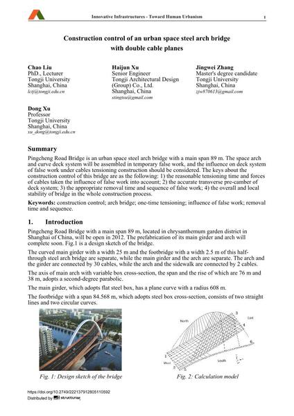 Construction control of an urban space steel arch bridge with double cable planes