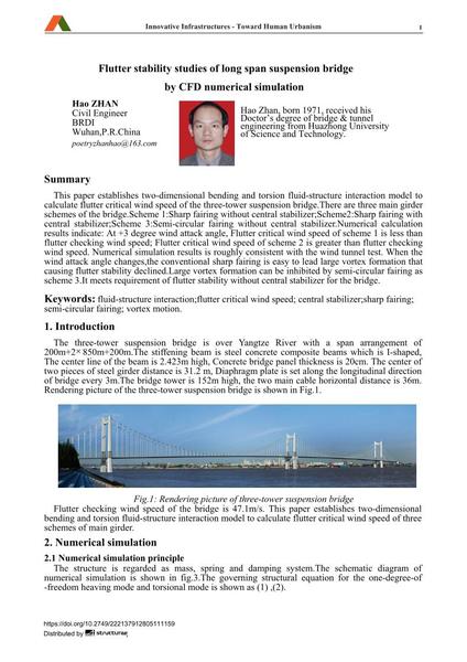  Flutter stability studies of long span suspension bridge by CFD numerical simulation