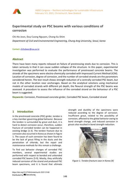  Experimental study on PSC beams with various conditions of corrosion
