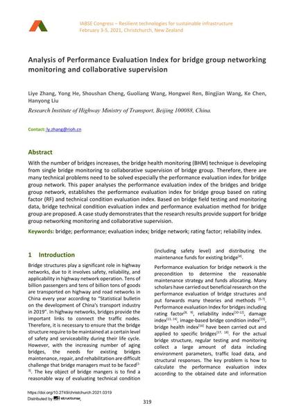  Analysis of Performance Evaluation Index for bridge group networking monitoring and collaborative supervision