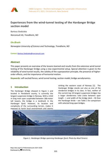  Experiences from the wind-tunnel testing of the Hardanger Bridge section model