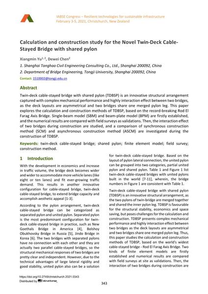  Calculation and construction study for the Novel Twin-Deck Cable- Stayed Bridge with shared pylon