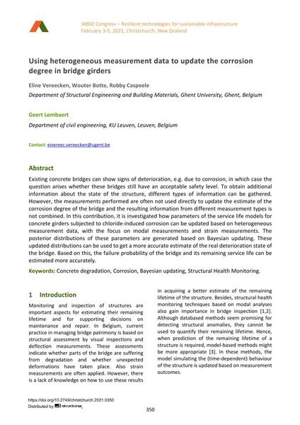  Using heterogeneous measurement data to update the corrosion degree in bridge girders