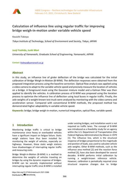  Calculation of influence line using regular traffic for improving bridge weigh-in-motion under variable vehicle speed