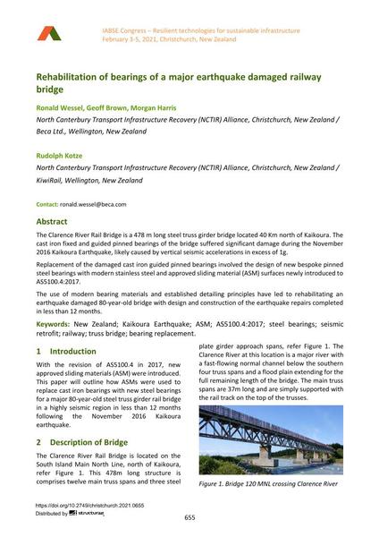  Rehabilitation of bearings of a major earthquake damaged railway bridge