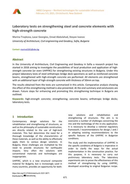  Laboratory tests on strengthening steel and concrete elements with high-strength concrete