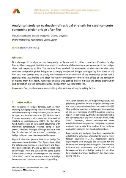  Analytical study on evaluation of residual strength for steel-concrete composite girder bridge after fire