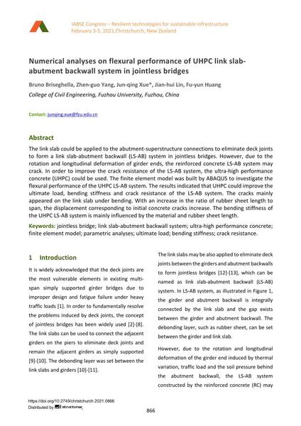  Numerical analyses on flexural performance of UHPC link slab- abutment backwall system in jointless bridges