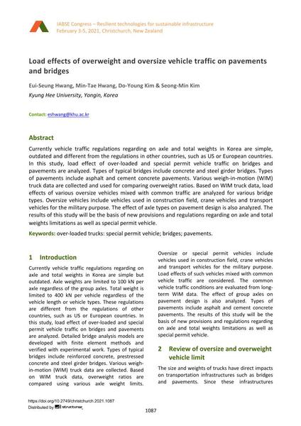  Load effects of overweight and oversize vehicle traffic on pavements and bridges