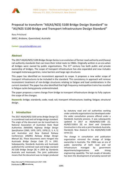  Proposal to transform "AS(AS/NZS) 5100 Bridge Design Standard" to "AS/NZS 5100 Bridge and Transport Infrastructure Design Standard"