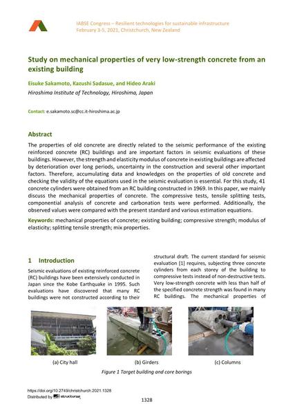  Study on mechanical properties of very low-strength concrete from an existing building