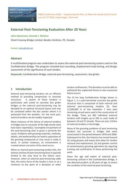  External Post-Tensioning Evaluation After 20 Years