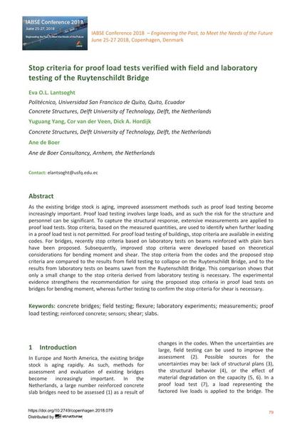  Stop Criteria for Proof Load Tests Verified with Field and Laboratory Testing of the Ruytenschildt Bridge