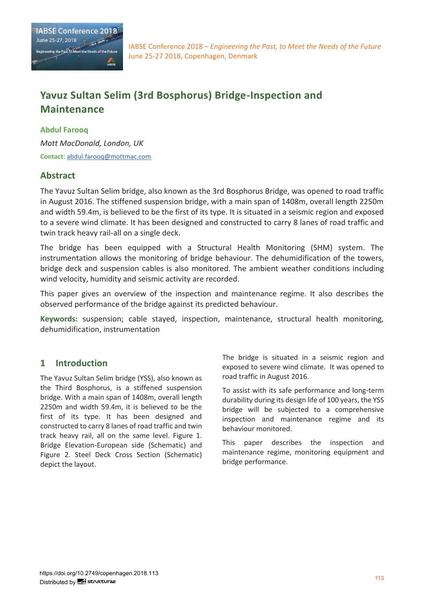  Yavuz Sultan Selim (3rd Bosphorus) Bridge-Inspection and Maintenance