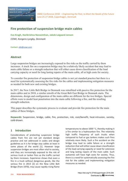  Fire protection of suspension bridge main cables