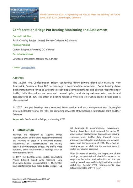  Confederation Bridge Pot Bearing Monitoring and Assessment