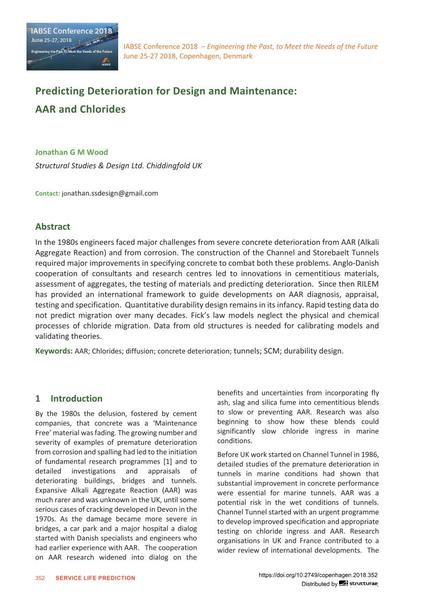  Predicting Deterioration for Design and Maintenance: AAR and Chlorides