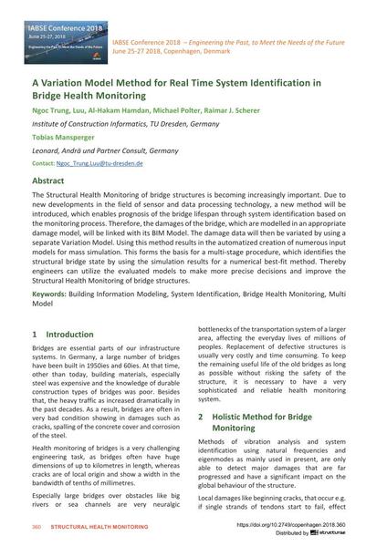 A Variation Model Method for Real Time System Identification in Bridge Health Monitoring