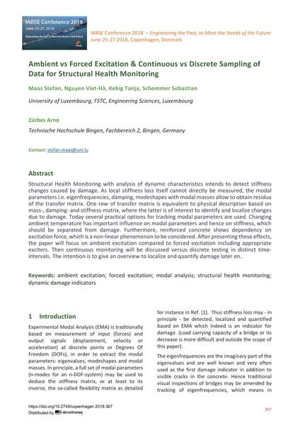  Ambient vs Forced Excitation & Continuous vs Discrete Sampling of Data for Structural Health Monitoring