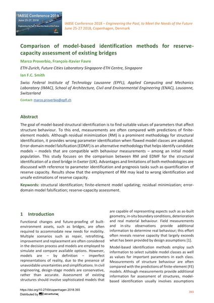  mparison of model-based identification methods for reserve-capacity assessment of existing bridges