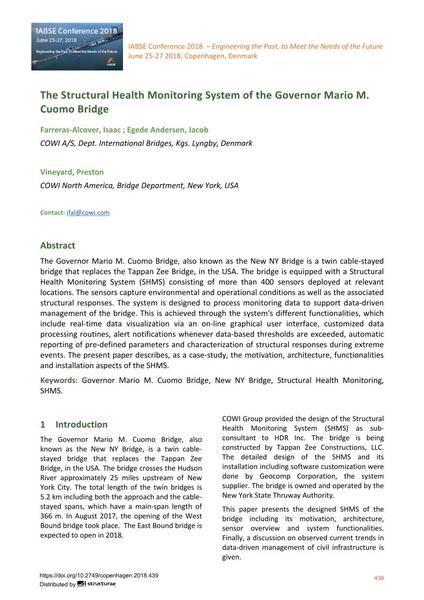 The Structural Health Monitoring System of the Governor Mario M. Cuomo Bridge