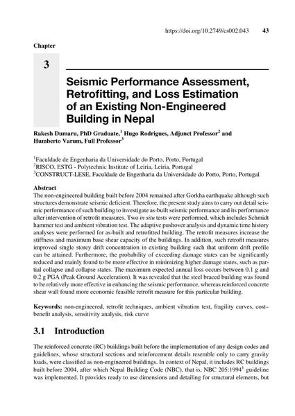  Seismic Performance Assessment, Retrofitting and Loss Estimation of an Existing Non-Engineered Building in Nepal
