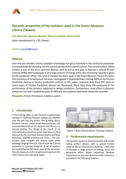  Dynamic properties of the isolators used in the Green Museum Library (Taiwan)
