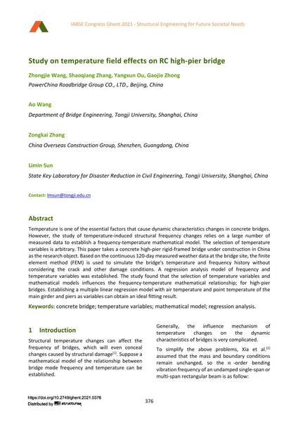  Study on temperature field effects on RC high-pier bridge