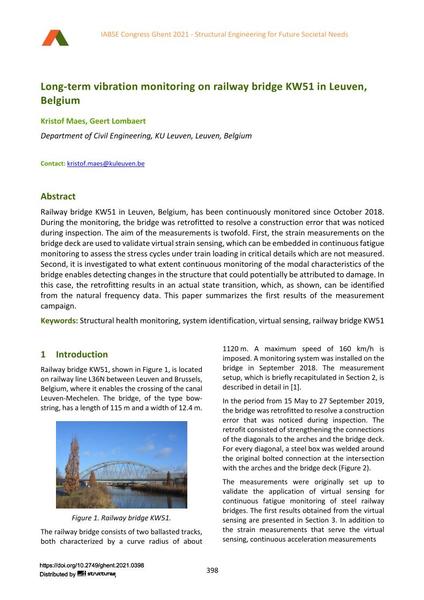  Long-term vibration monitoring on railway bridge KW51 in Leuven, Belgium