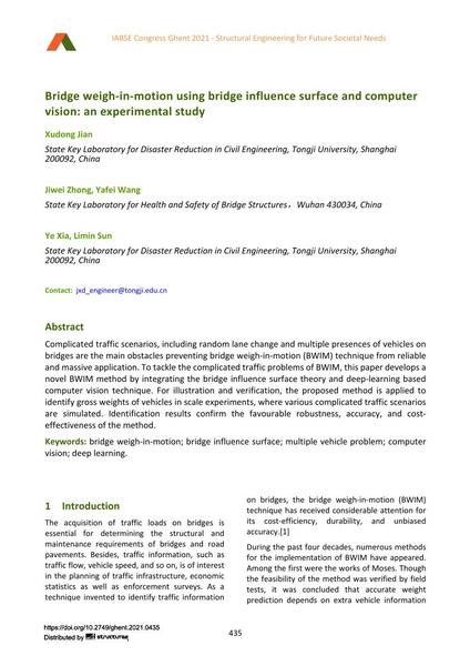  Bridge weigh-in-motion using bridge influence surface and computer vision: an experimental study