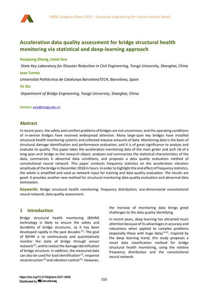 Acceleration data quality assessment for bridge structural health monitoring via statistical and deep-learning approach