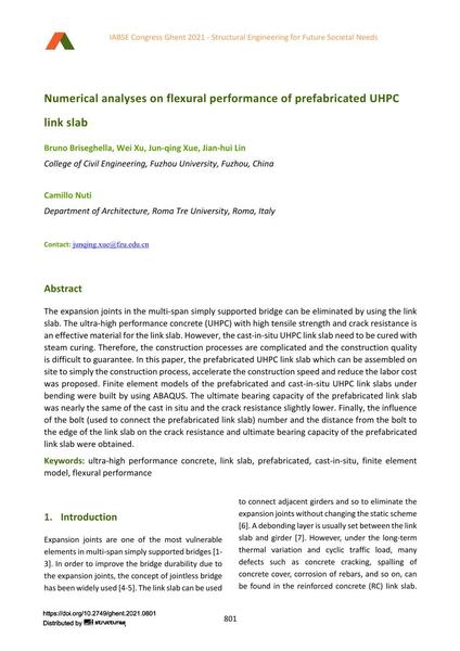  Numerical analyses on flexural performance of prefabricated UHPC link slab