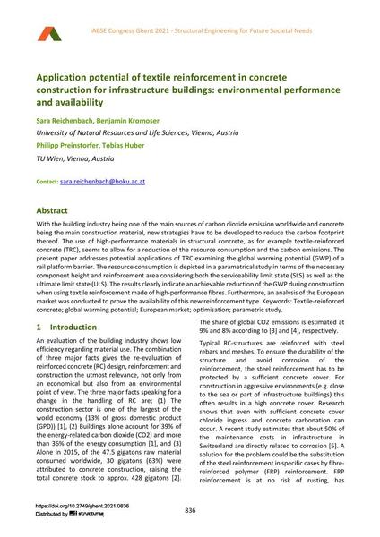  Application potential of textile reinforcement in concrete construction for infrastructure buildings: environmental performance and availability