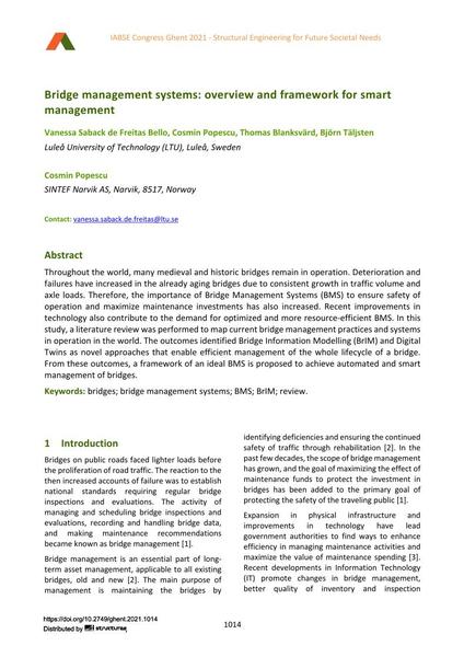  Bridge management systems: overview and framework for smart management