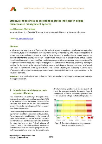  Structural robustness as an extended status indicator in bridge maintenance management systems