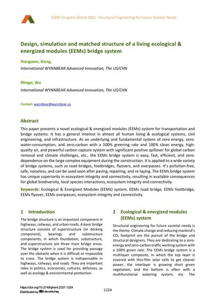  Design, simulation and matched structure of a living ecological & energized modules (EEMs) bridge system