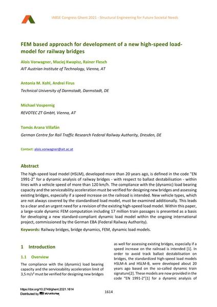  FEM based approach for development of a new high-speed load model for railway bridges